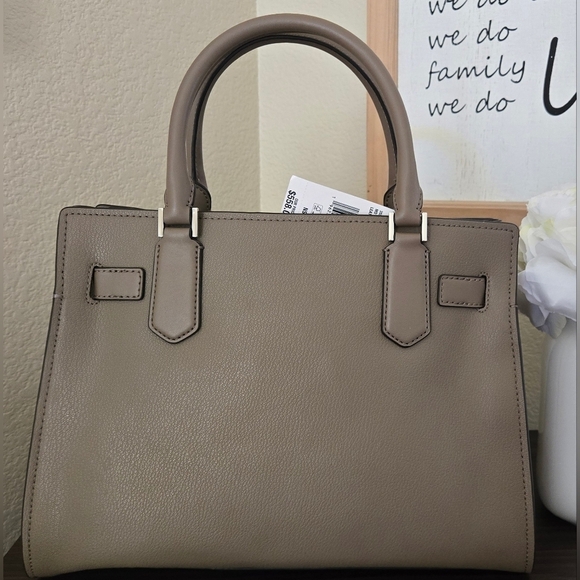 MICHAEL KORS HAMILTON MEDIUM SATCHEL SHOULDER PEBBLED LEATHER BAG DUSK - Picture 3 of 14